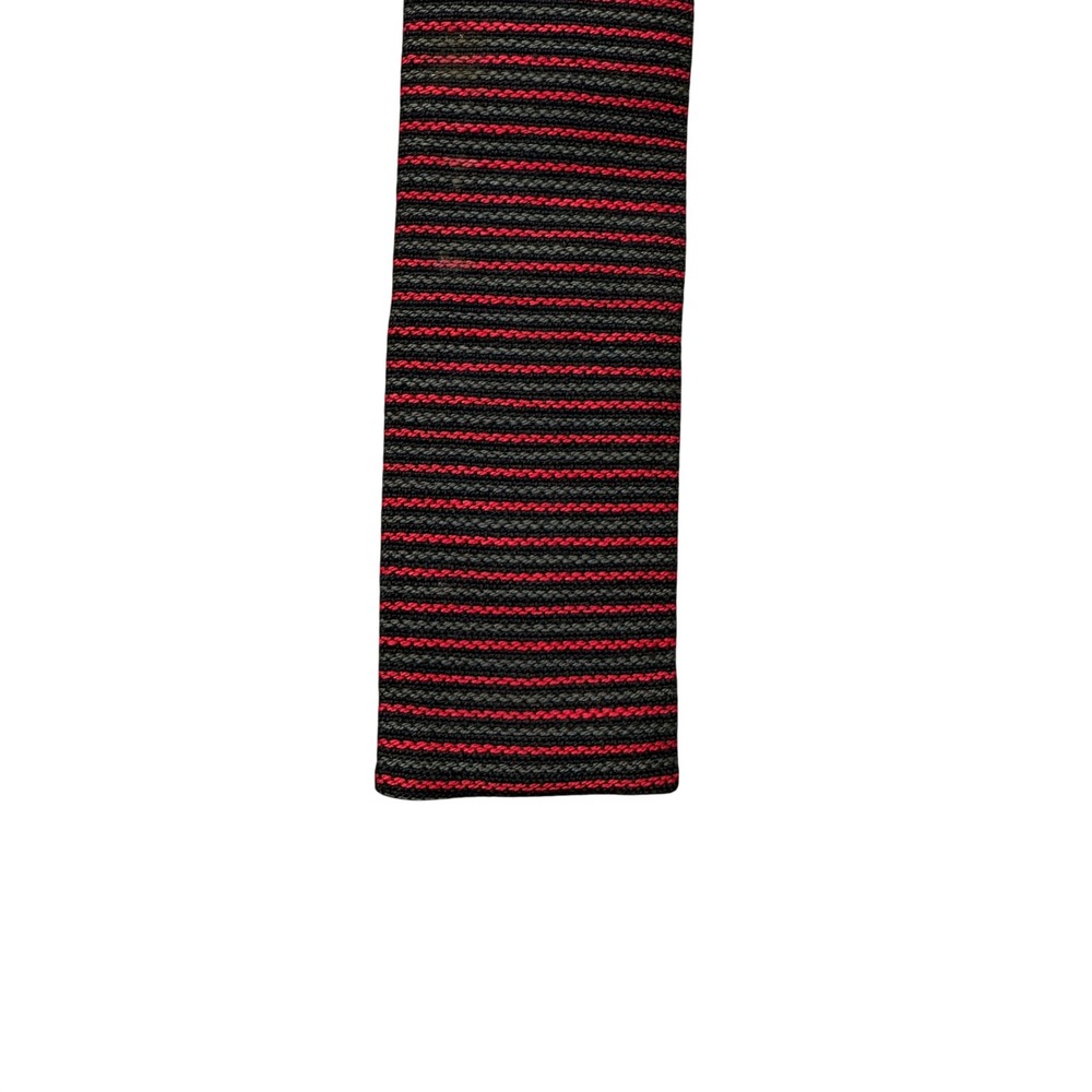 Vintage Taylor Mens Knit Skinny Tie Red Black Striped Square Bottom Retro Mod